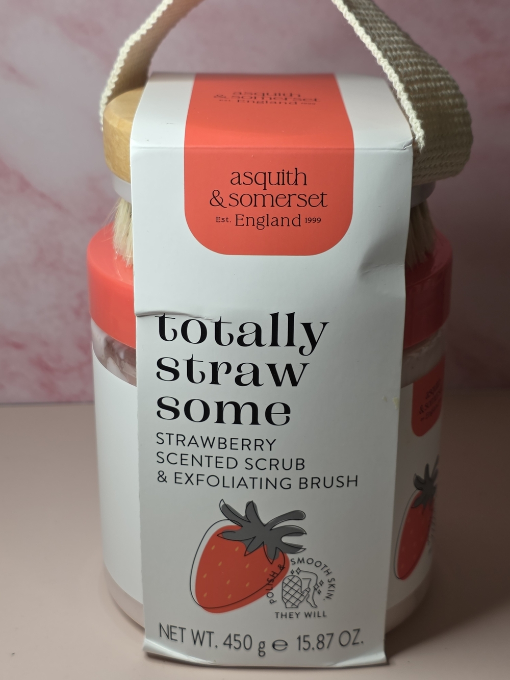 Asquith & Somerset Totally Strawberry Body Scrub & Exfoliating Brush Gift Set